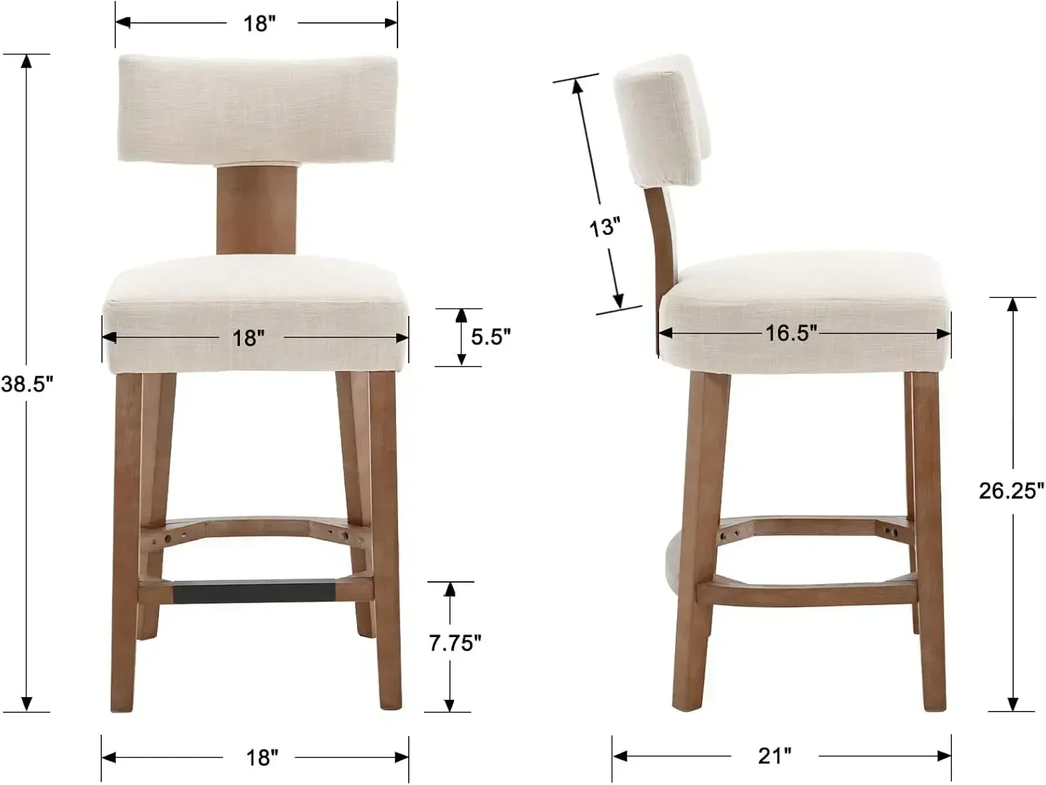 

26” Bar Stools Set of 4 Counter Height Bar Stools, Modern Kitchen Bar Stools, Farmhouse Upholstered Island Countertop（Hot）