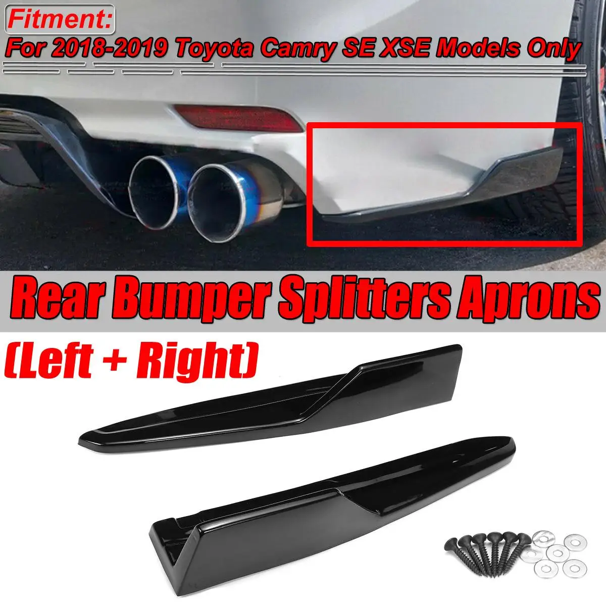 Black/ Carbon Fiiber Look Car Rear Bumper Splitters Lip Diffuser Guard Protection Aprons For Toyota For Camry SE XSE 2018-2019