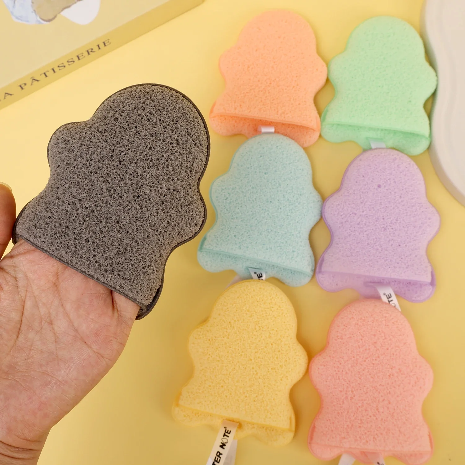 1/10 個再利用可能なソフト洗顔パフフェイスクリーニングスポンジパッドクリーニングスパマッサージメイクアップディープリムーバーににきびツール