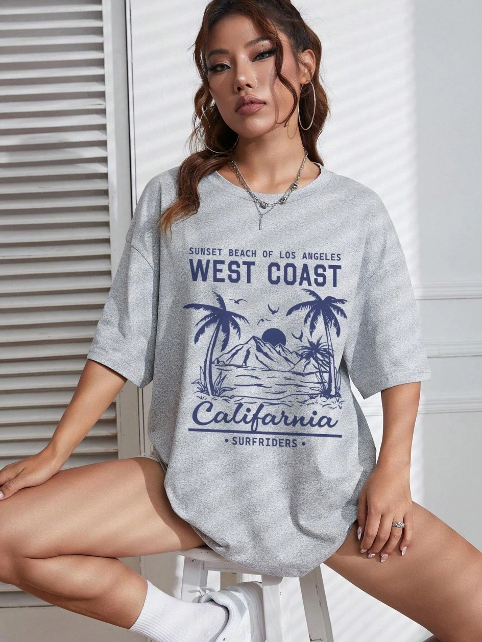 West Coast Galafonia Print Women T-Shirts Summer Casual Cotton Tees Street Fashion Loose Short Sleeve Comfortable O-Neck Clothes