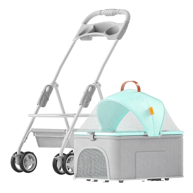 

New Arrive Fashion Manufacture Wholesale 4 Universal Wheels Cheap Pet Stroller Cat And Dog Carrier Trolley