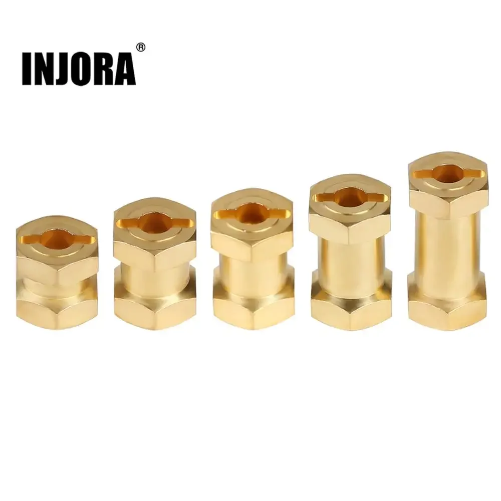 INJORA-Adaptador extendido de latón más pesado, rueda hexagonal de 12MM de 12/15/17/20/25MM para coche trepador de control remoto Axial SCX10 1/10