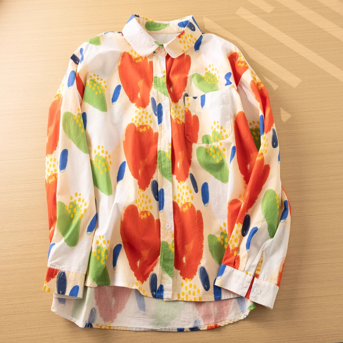 Herfst Katoen Kleurrijke Graffiti Shirt Vrouwen Japan Harajuku Mode Lange Mouw Blouses Dames Mooie Blouses