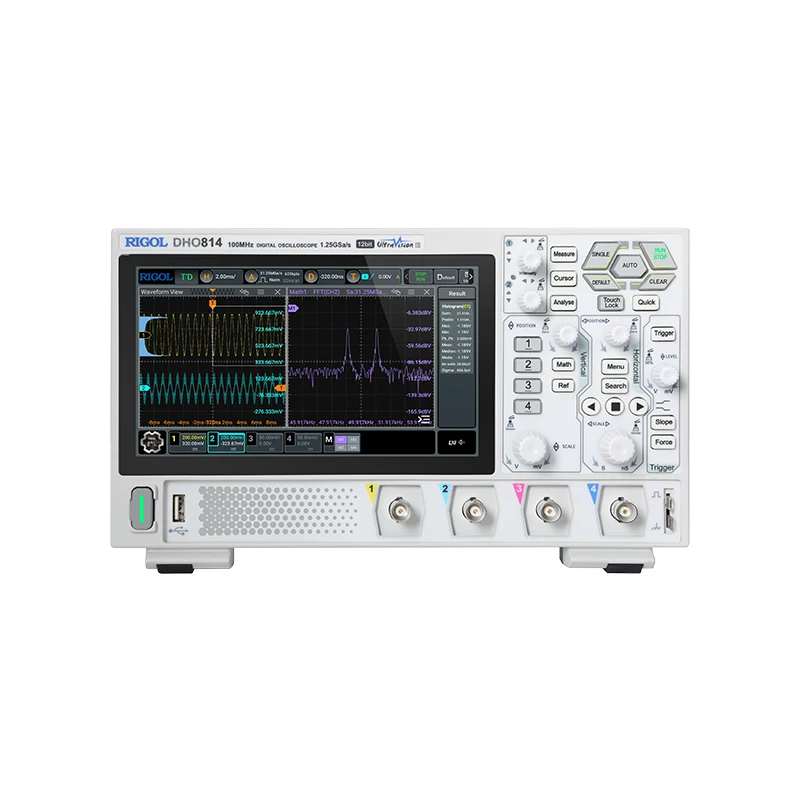 Osciloscopio digital RIGOL DHO802 DHO804 DHO812 DHO814 2/4 canales 70/100MHz 12 bits 1,25GSa/seg 25MPts de profundidad