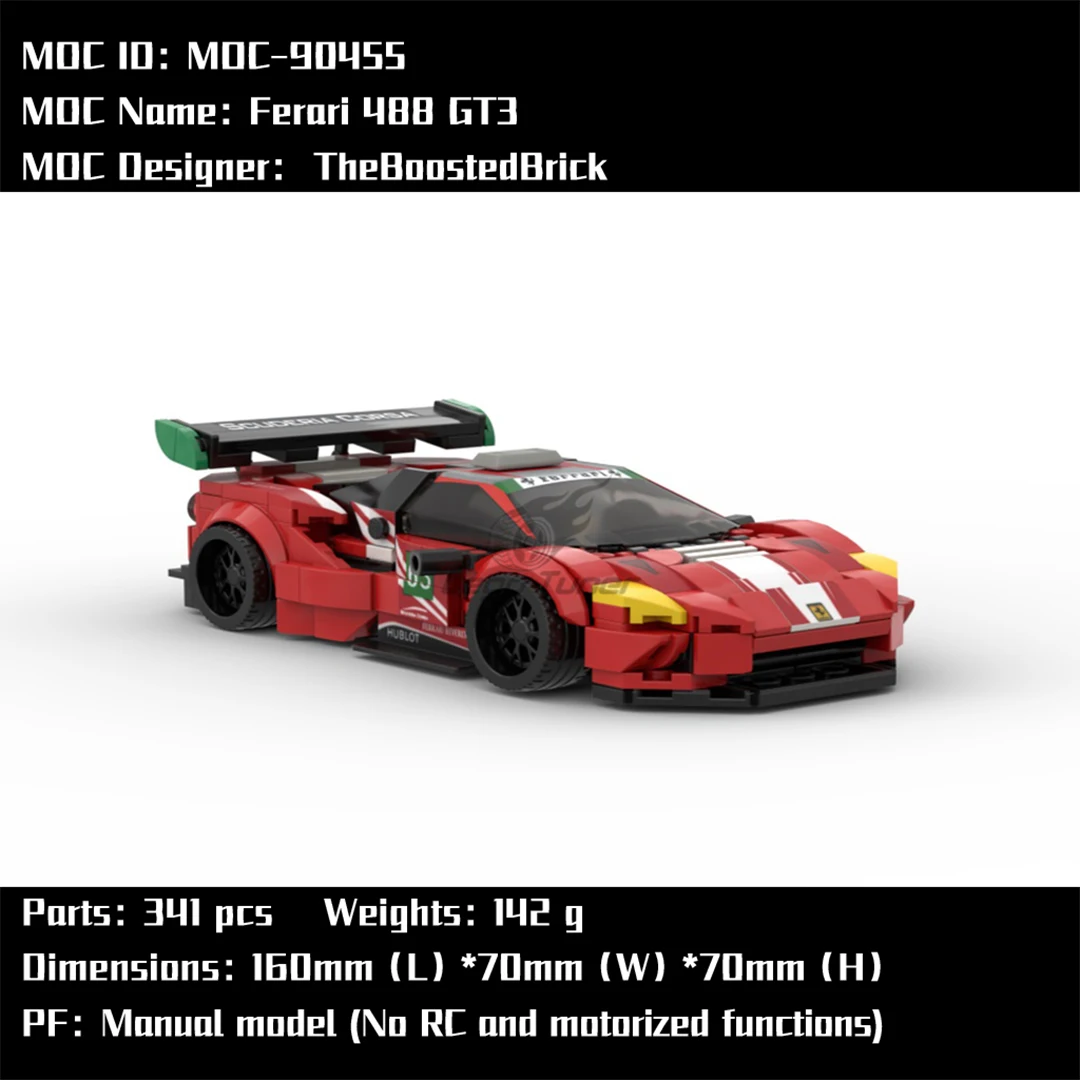 MOC-90455 Sports Car Building Block DIY Technology Assembly Electronic Drawing High TechToys Kids Christmas Gifts