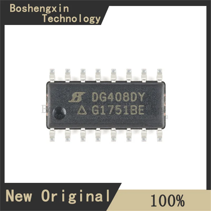 1PcsDG408DY-T1-E3 Un multiplexeur analogique à une extrémité à 8 canaux conçu pour connecter une de huit entrées à une sortie commune SOIC16