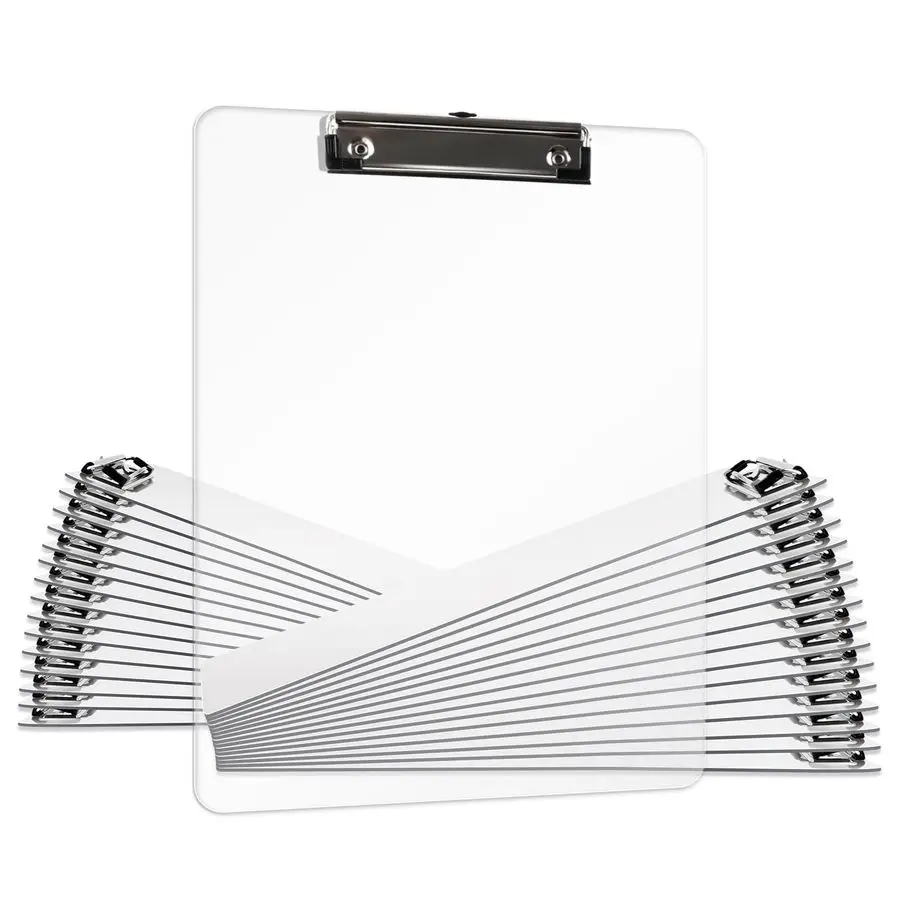 

Clipboards Set of 30, A4 Acrylic Clear Board 8.5x11 for Classroom, Students, Transparent Letter Size 9 x 12.5 with Low Profile C