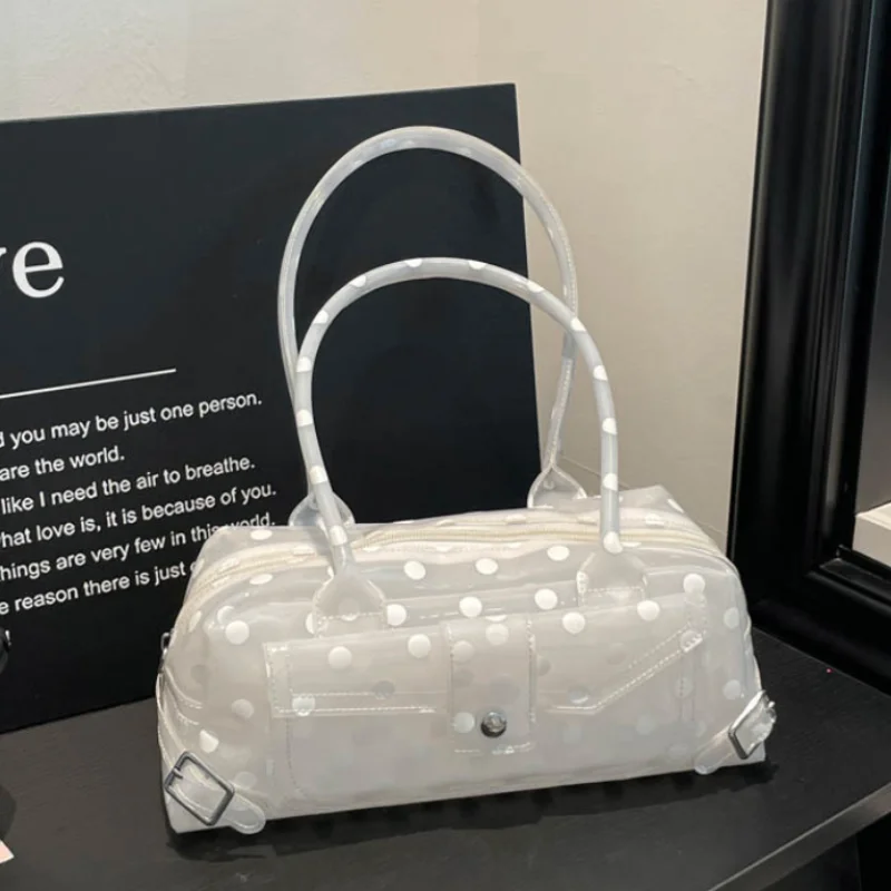 Transparent Jelly Bag Korean Style Multi-pocket Polka Dot Shoulder Bag Women Summer Sweet Casual Handbag
