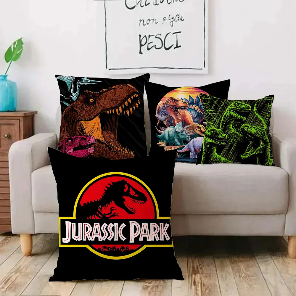 Hot Sci-Fi Movies Jurassics Park Pillow Covers Cartoon Sofa Decorative Home Double-sided Printing Short Plush Cute Cushion Cover