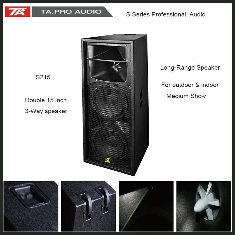 TA S215 Dois alto-falantes PA de longo alcance Pro de alta potência de 15 polegadas