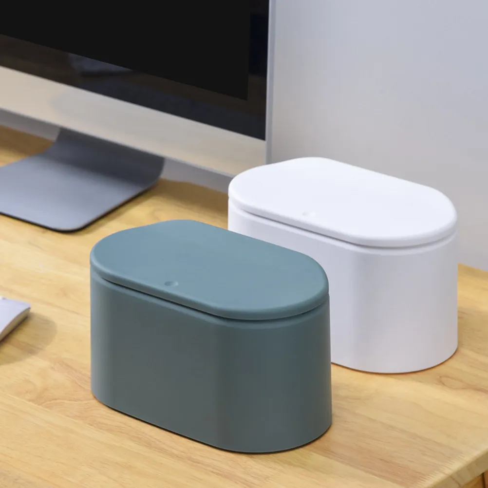

1Pcs Press-Button Trash Can Plastic Desktop Garbage Can Large Capacity Square Lid Desktop Trash Bin for Living Room Office