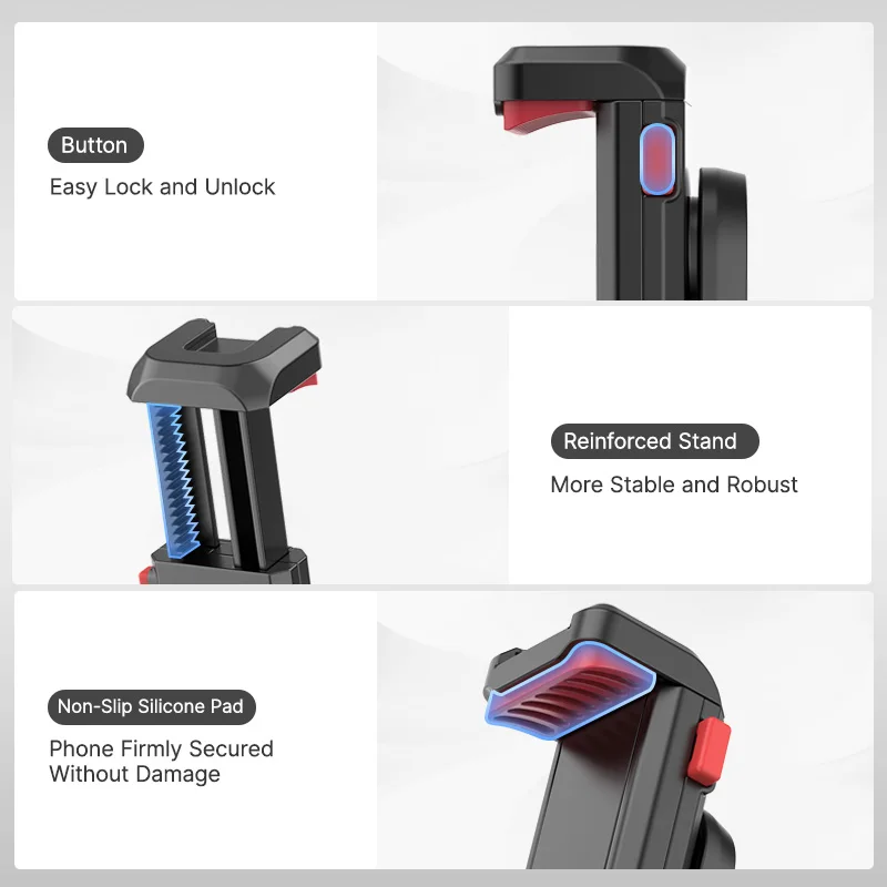 ألانزي ST-06S 360 ° حامل هاتف قابل للدوران عمودي تبادل لاطلاق النار PhoneMount ترايبود جبل مع الحذاء البارد الهاتف كليب المشبك مدونة فيديو