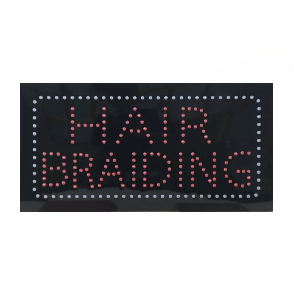 LED Hair Braiding Sign for Business, Super Bright Hanging Advertising Board