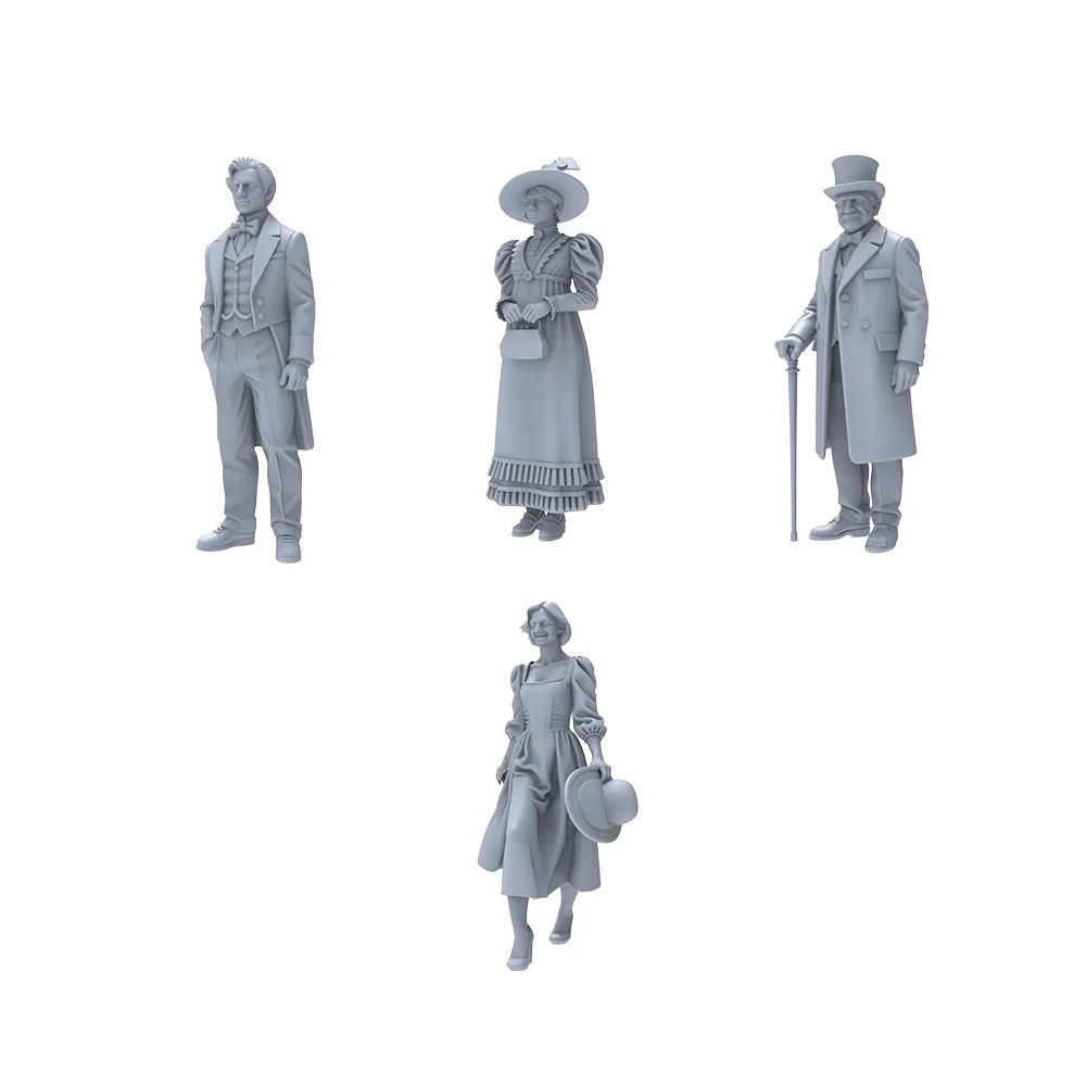 

1/64 1/72 Victorian European Daily Scene Resin Miniature Model Vintage Figures Unpainted DIY Painting Retro Decor