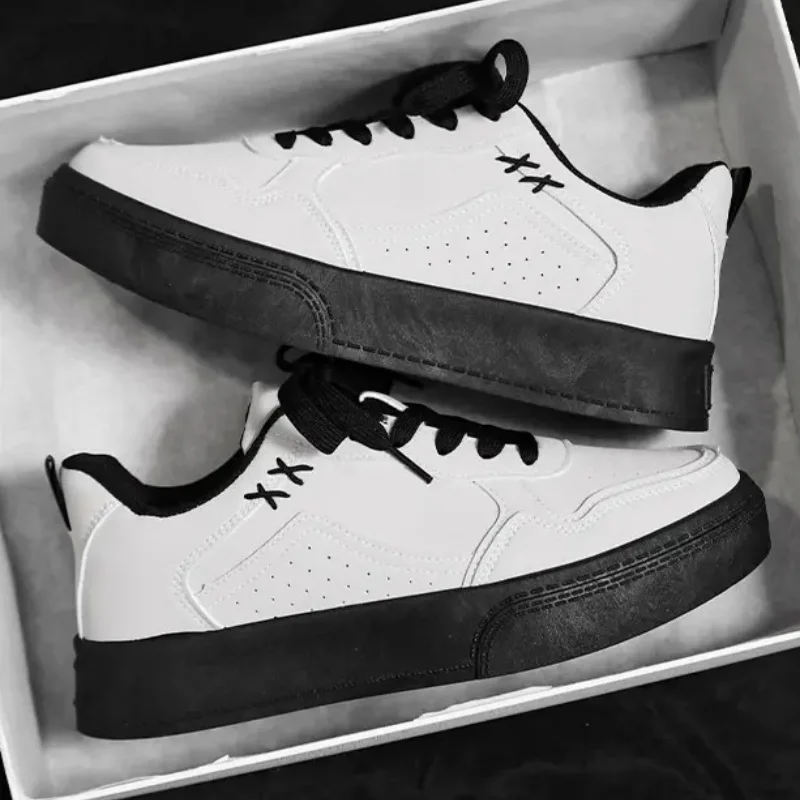 Men Board Shoes Spring Summer Casual Sneakers Suede Texture Cross Stitching Detail Thick Black Sole Daily Commute