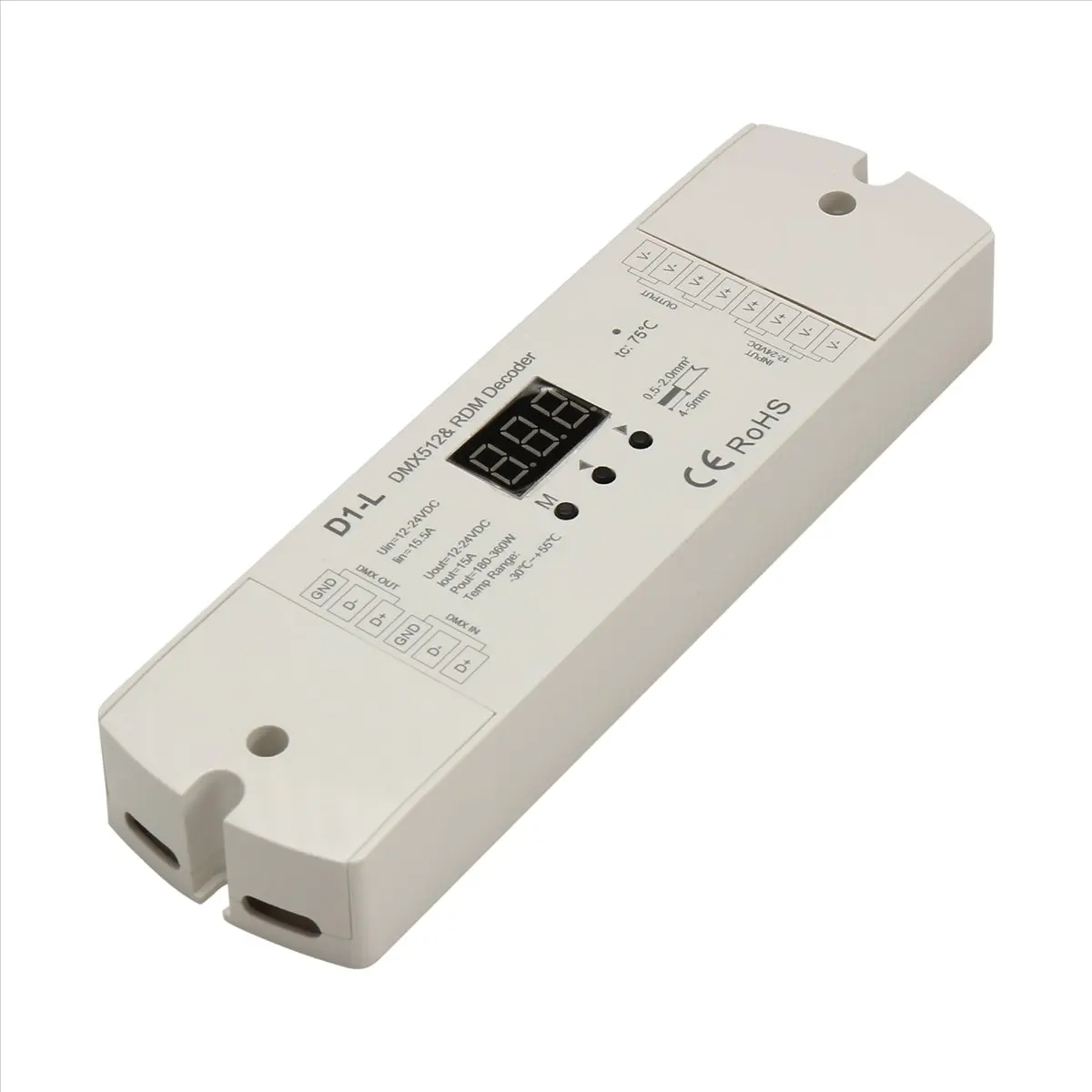 【HOT)A09R】 D1-L Monochrome DMX512 Decoder 1CHx15A 12-24VDC PWM Frequency Single Color Led Strip Controller Address By Buttons