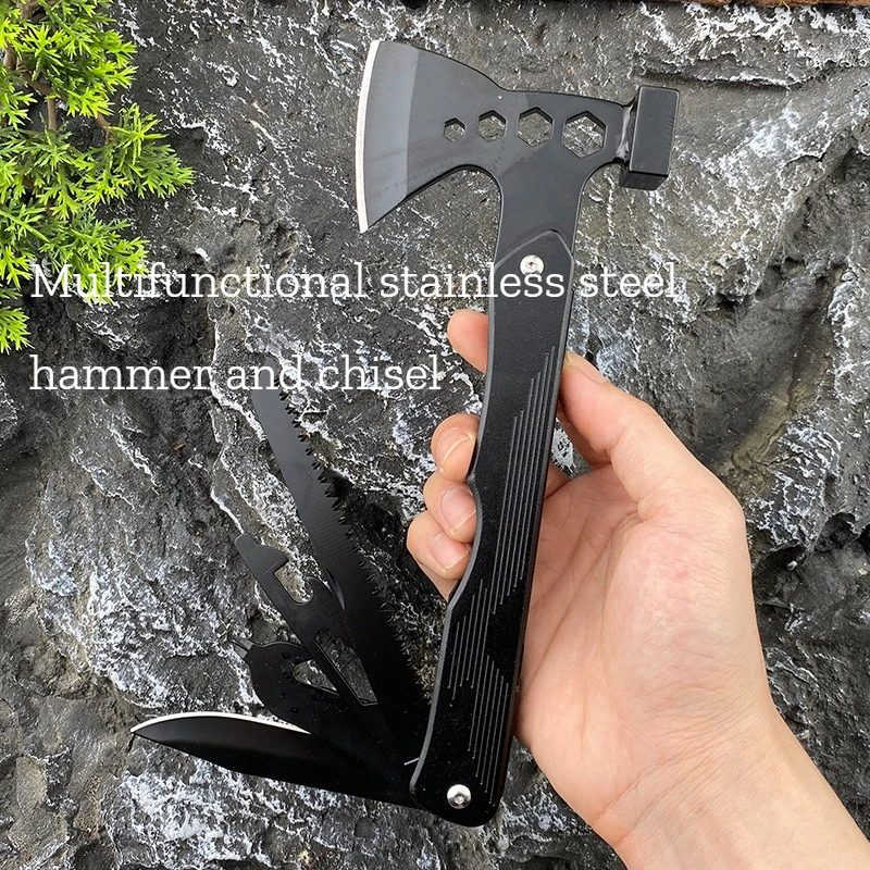 

Multi-functional Stainless Steel Hammer-axe Outdoor Household Tactical Utility Knife Chopping Firewood Camping Survival Purposes