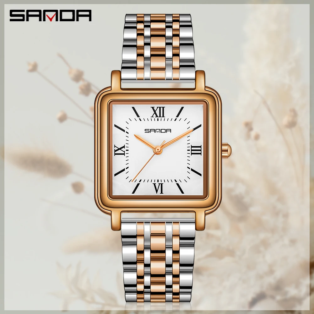 SANDA Popular Fashion Durable Quartz Elegant Design Rectangular Dial Waterproof Steel Leather Women's Watches﻿﻿﻿﻿﻿﻿﻿﻿﻿﻿﻿﻿﻿﻿﻿﻿﻿﻿