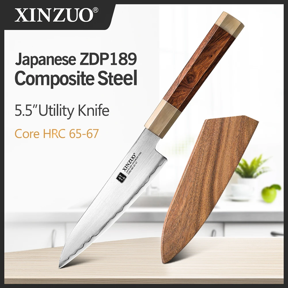 

XINZUO 5.5'' Petty Knife Japanese ZDP-189 Power Steel Small Kitchen Knife, Perfect for Cutting Fruit Vegetables Utility Knife