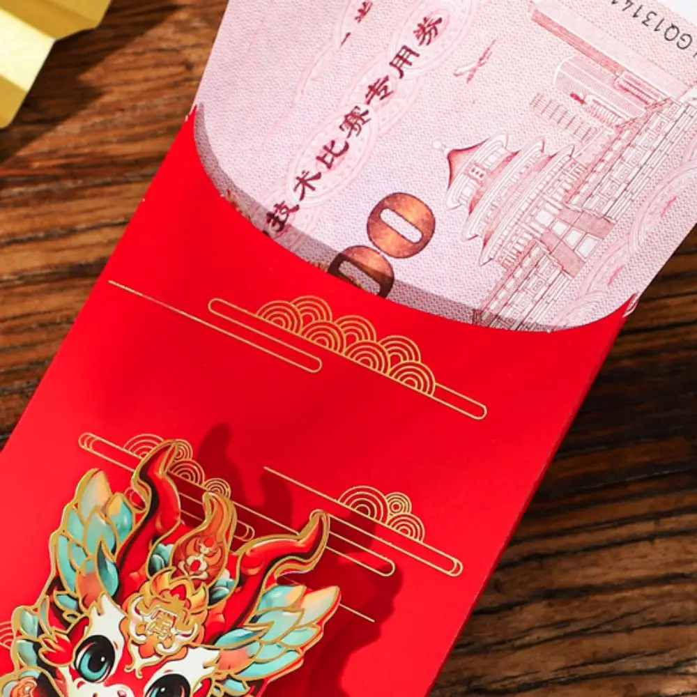 Three-dimensional Spring Festive Red Envelope Pull-out Design Foldable Lucky Money Bag Solid Thickened