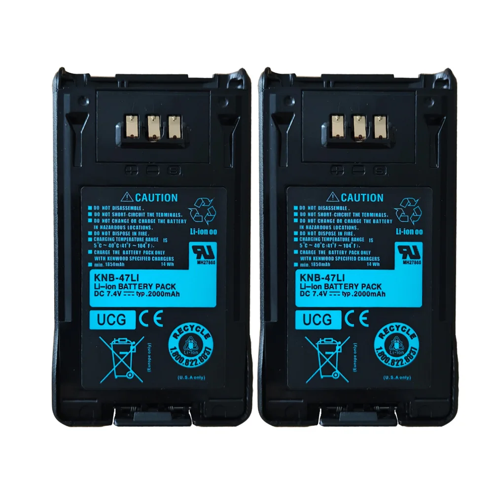 KNB-47L batería de repuesto 1950mAh 7,4 V batería de iones de litio para KENWOOD TK-5320 TK-5220 NEXEDGE NX-200 NX-300 Walkie Talkie