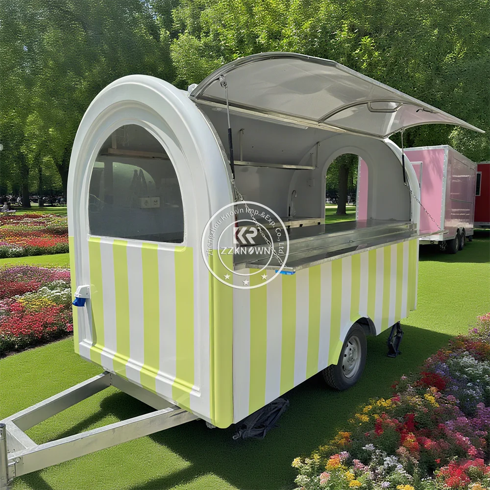 

Street Mobile Fruit Bubble Tea BBQ Food Truck Trailer Fully Equipped Coffee Kiosk Concession Food Trailer With Full Kitchen