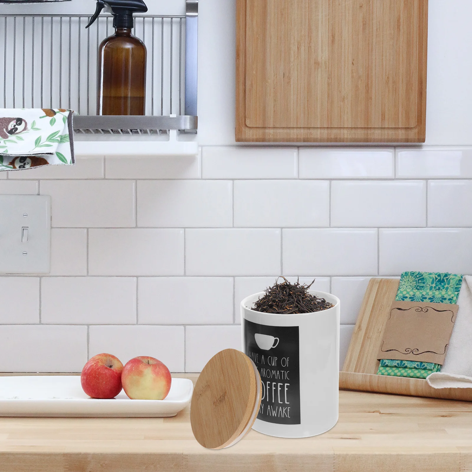 

Airtight Ceramic Jar Bamboo Lid Grain Storage Tank Kitchen Jars Cereals Nuts Beans Flour Sugar Kitchen Jars Ceramic Sealing Jar