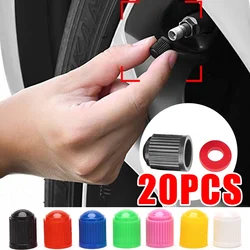 20Pcs Plastic Car Bicycle Tire Valve Caps Dustproof Rim Hub with O Rubber Ring Covers for Bike Bicycle Trucks Motorcycles