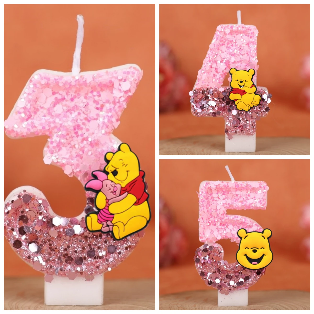 Gelber Cartoon Niedlicher Bär Digitale Kerze Nummer 0-9 Kindergeburtstag Kuchen Dekoration Lieferungen Cartoon Party Zubehör Lieferungen
