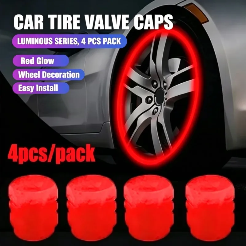 4Pcs Upgraded Luminous Tire Valve Cap, Fluorescent Tire Valve Core Cap,Suitable For Lincoln Nautilus Aviator Navigator MKZ MKX