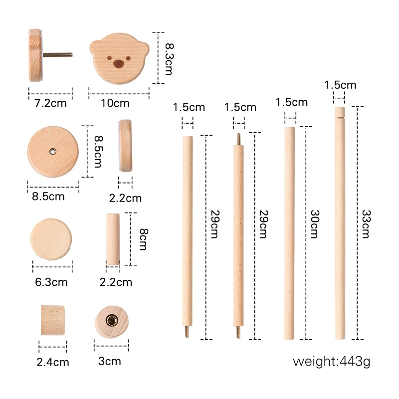 유아용 나무 딸랑이 브래킷 세트, 유아용 침대 벨 브래킷, 신생아 보호, 뮤직박스 침대 벨 장난감, 거치대 암 브래킷