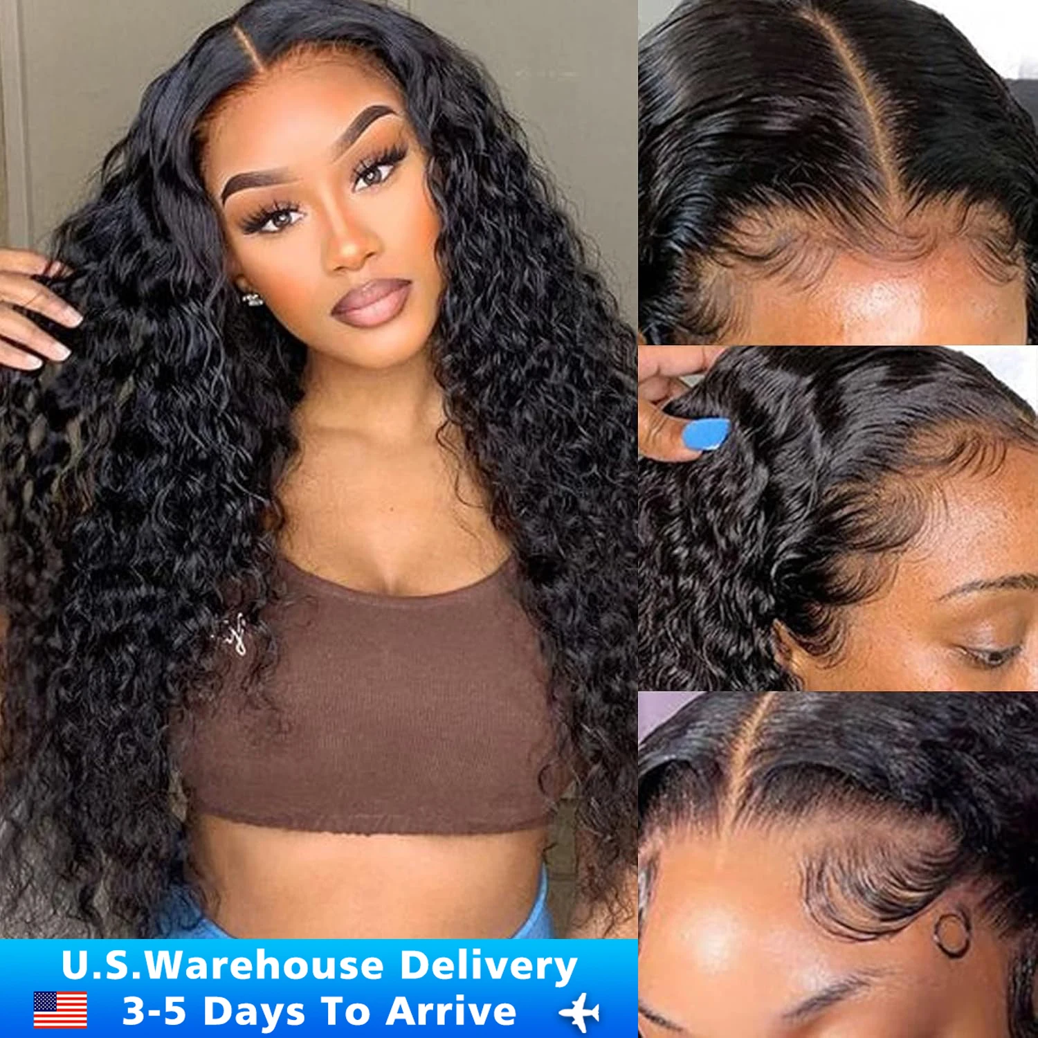 

200 Density Curly Wigs 13X6 HD Lace Wig Human Hair 13X4 HD Transparent Lace Frontal Wigs Deep Water Wave For Women 40 44 Inch