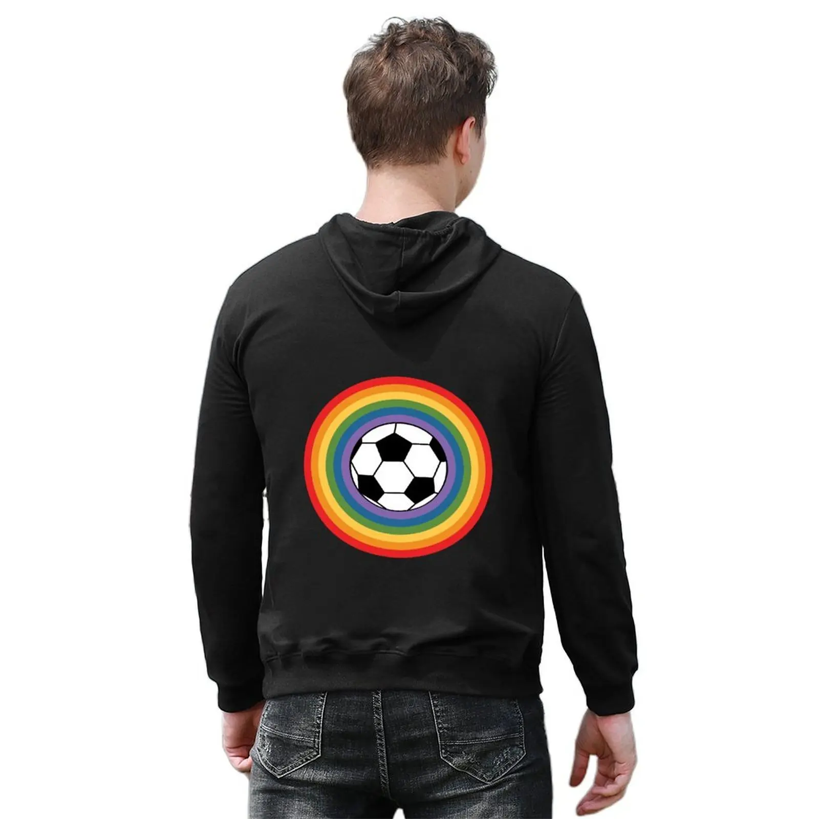 soccer ball and rainbow Hoodie men's sweat-shirt set mens designer clothes men clothing men's autumn clothes japanese hoodie