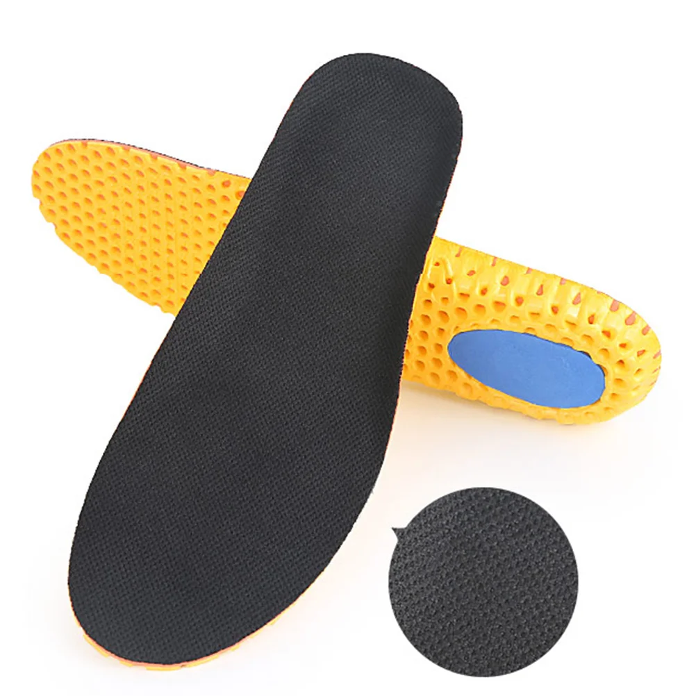 1 Pair Absorption Sports Insoles Anti-pressure Elasticity Shoe Cushions for Running Jumping Hiking Size 35-36 (Yellow Bottom and