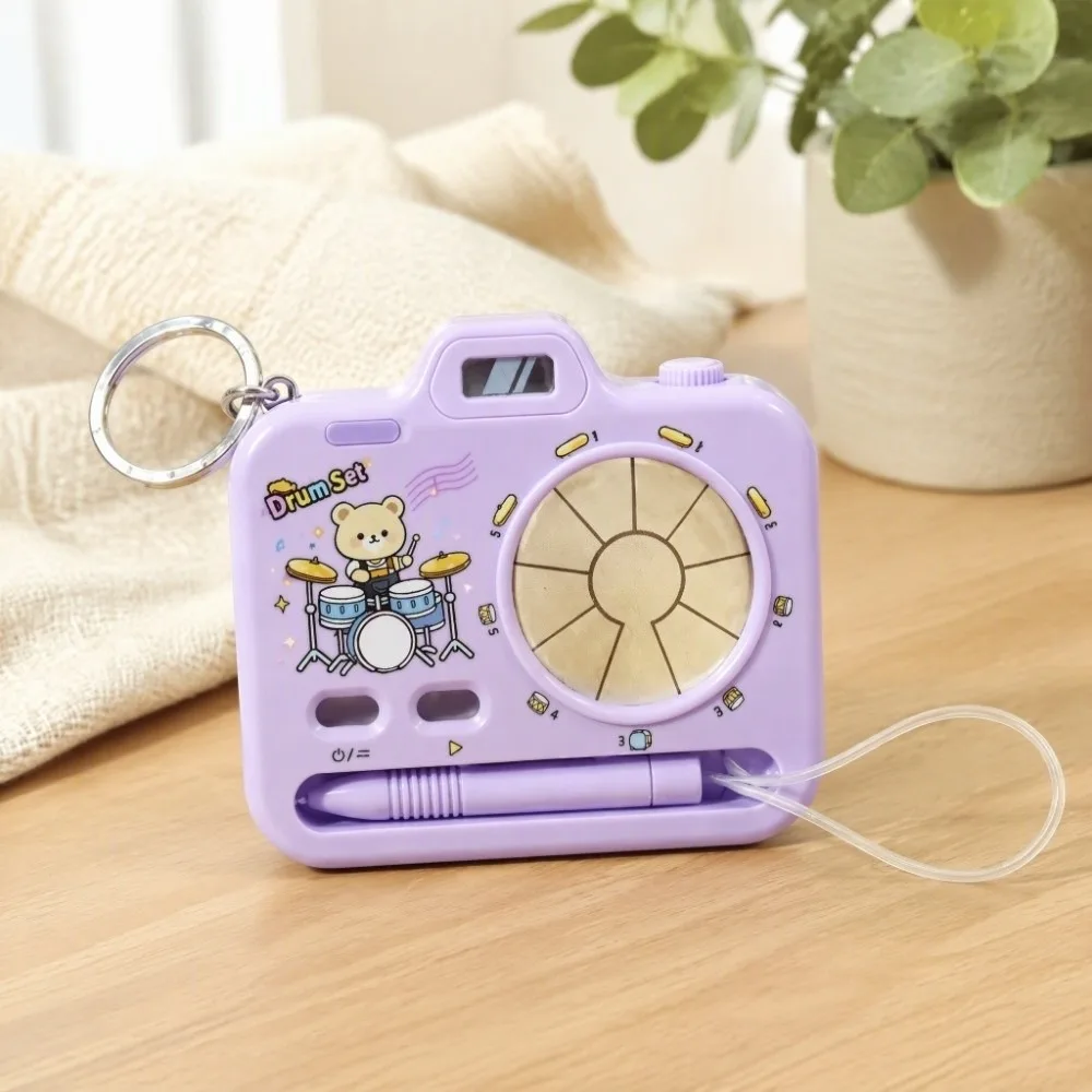Gift Portable Finger Drum Keychain Cute Creative Camera-shaped Keychain Animal Pattern Funny Mini Electronic Drum Stress Relief