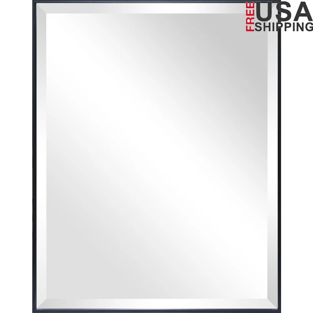 

Современное прямоугольное настенное зеркало со скошенной кромкой 23x29, простая установка, вертикальное горизонтальное монтажное оборудование, идеальный домашний офис