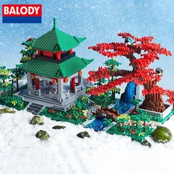 Balody Ancient Chinese Architecture Building Blocks Love Evening Pavilion Tree Garden Bridge River Model Bricks Toys Kids Gifts