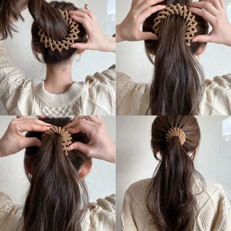 2Pcs Ponytail Hair Clips for Women Bird Nest Shaped Hair Claw Girls Simple Hairpin Lazy Braider Tool Women Hair Accessories