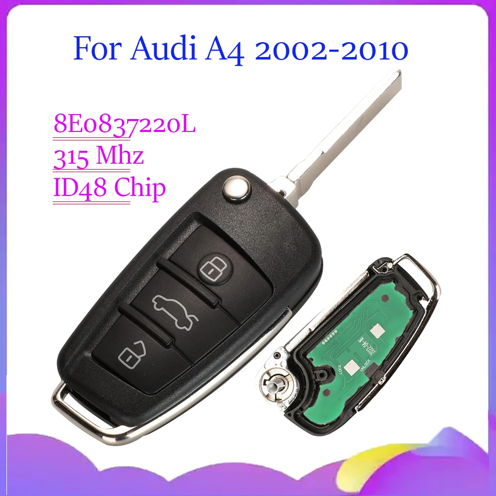 jingyuqin New Remote 8E0837220L 4427A-4073A MYJ-4073A 315Mhz ASK ID48 Chip Car Key Control For Audi A4 2002-2010