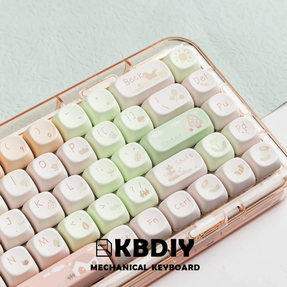 KBDiy 141 Keys/Set MOA Profile PBT Forest Cabin Keycaps for Mechanical Keyboard Gaming MAC Key Caps DIY Custom Caps for GMK67 64