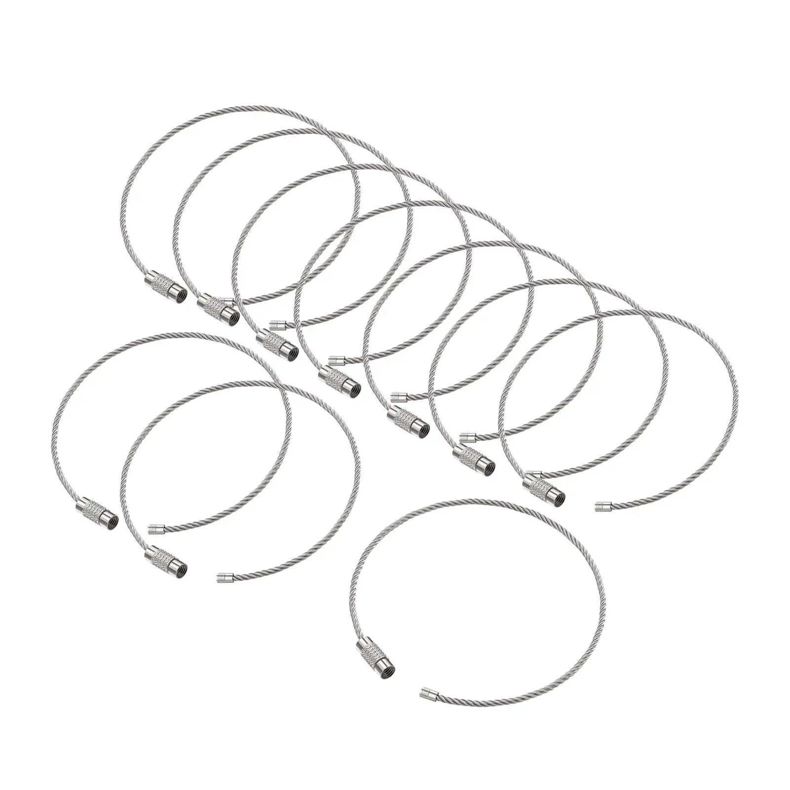 Key Rings Wire Stainless Steel Cable Loop Rings Easy to Use Cargo Strap Keychain Luggage Tags Hanging Tool for Outdoor Sports