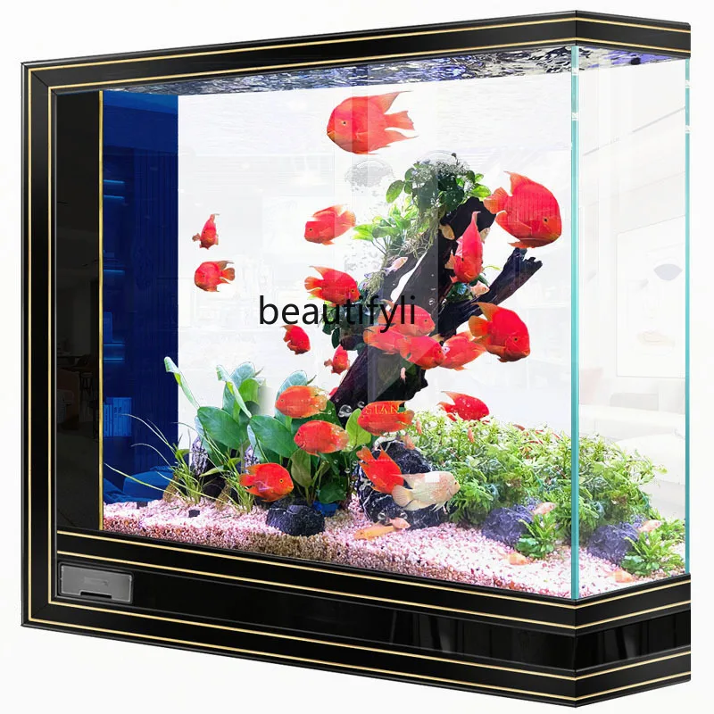 Light Luxury Super White Glass Fish Tank Medium and Large Subareas Screens Ecological Change Water Automatic Aquarium