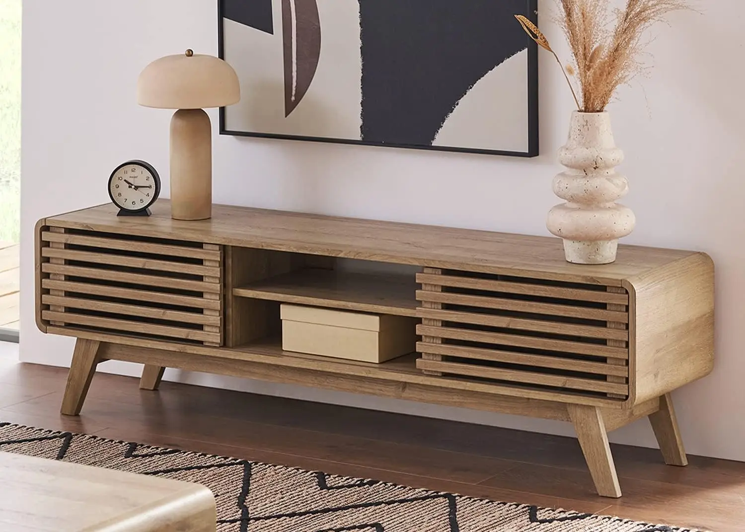 

mopio Ensley 59” Oak TV Stand,for 55/60/65 inch TV, Television Stands, TV Console, Media Console for Living Room