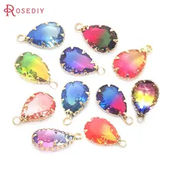 18K Gold Color Colorful Rainbow Drop Shape Charms Pendants High Quality Necklace Earrings Accessories Rosediy official-website