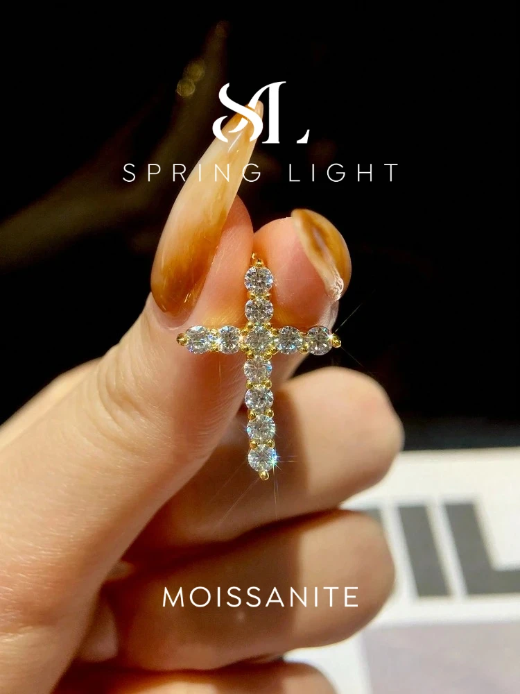 

Stylever 1.1ct Moissanite Diamond Cross Pendants Necklace for Women 925 Sterling Silver Christian Neck Chain Jewelry