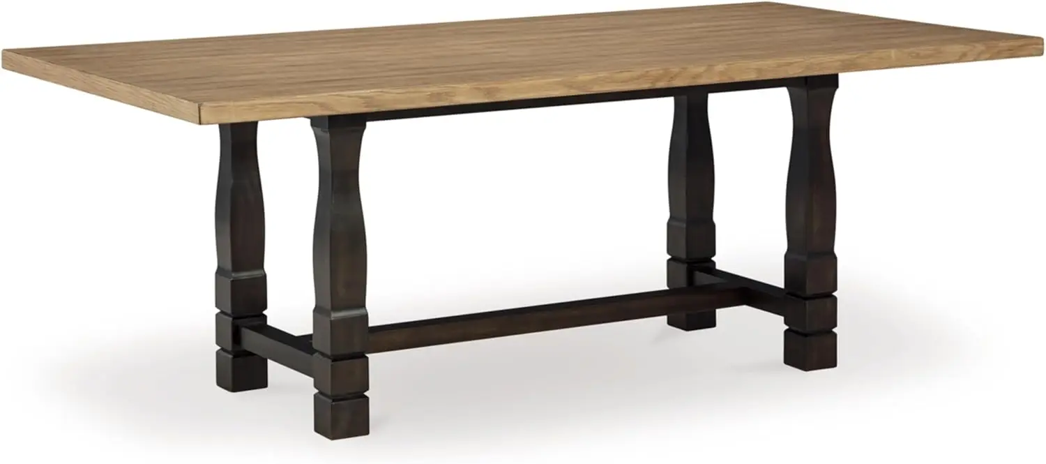 Charterton Casual Dining Table with Trestle Base, Light Brown & Dark Brown