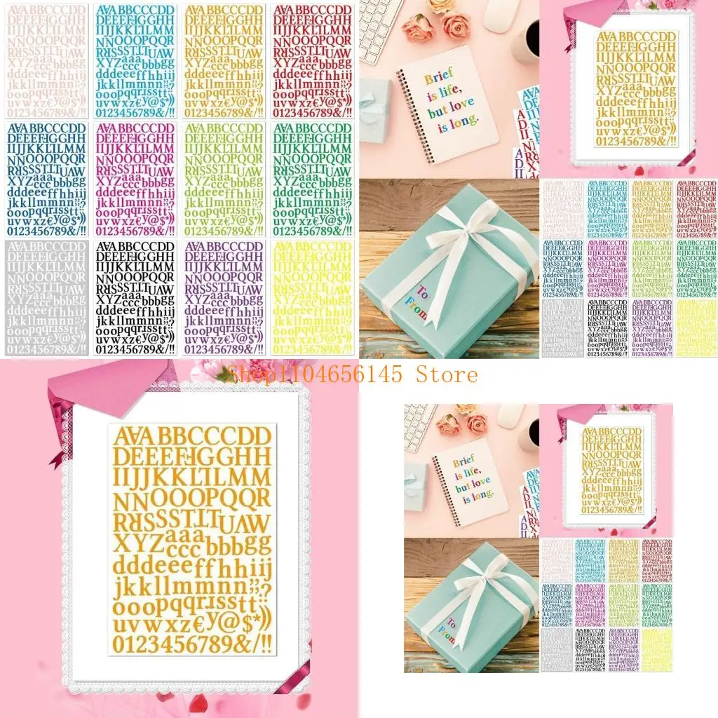 5asd 12 Sheets Auto Adhesive Letter Sticker Small Alphabets Sticker for Craft Colored