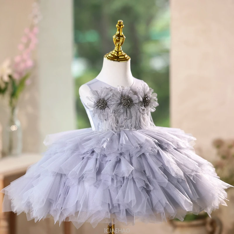 

Party Dress Kids Girls Host Dresses Piano Recital Outfit Princess Tutu Gown Costume Children Vestido Matching First Birthday