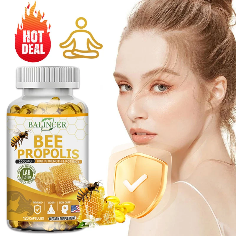 كبسولات BEE PROPOLIS - الطاقة، وظيفة المناعة، الهضم، امتصاص المغذيات، تعزز صحة البشرة بشكل عام