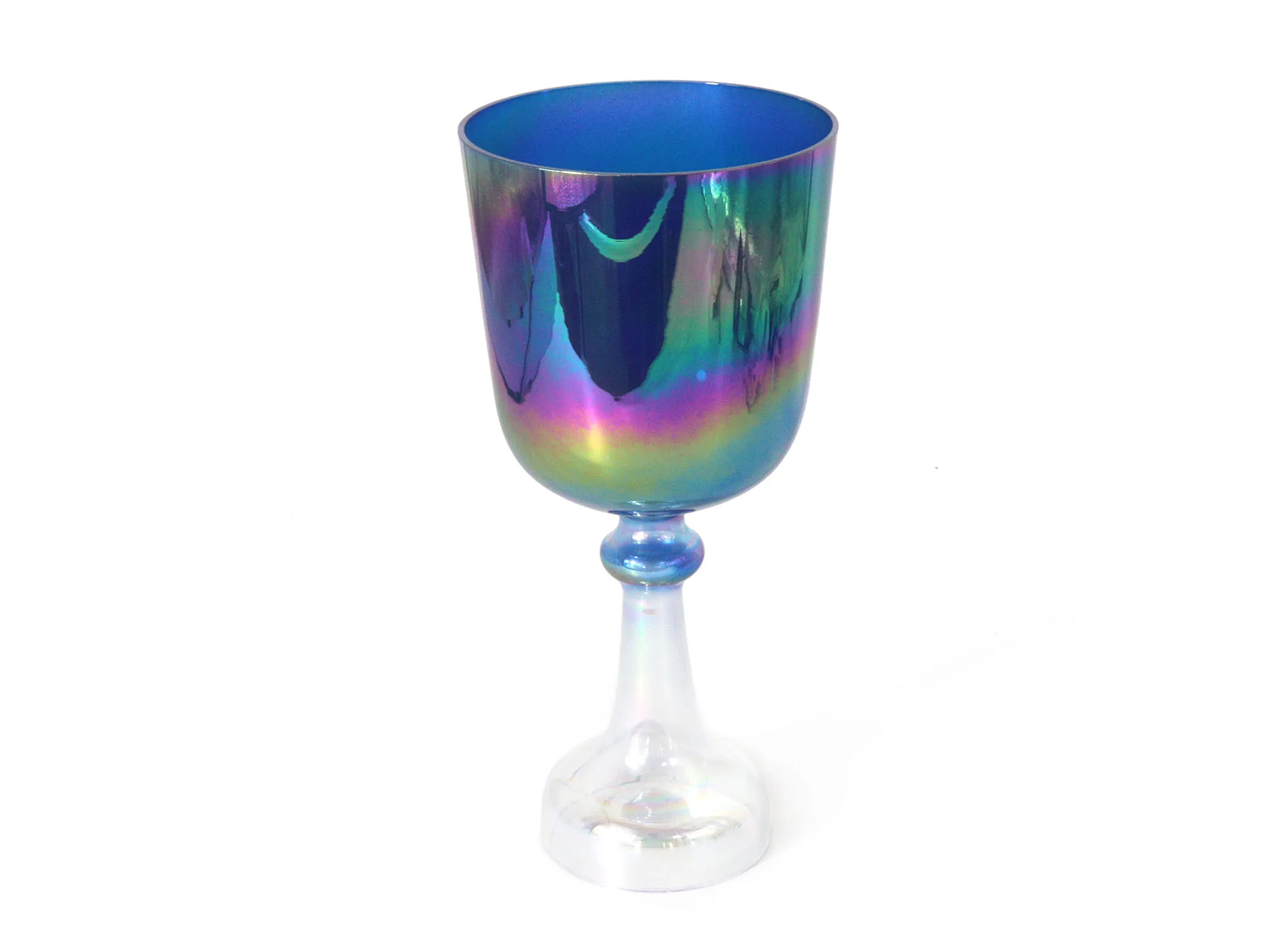 Deep Blue Aurora Crystal Handheld Chalice Portable Singing Bowl Crystal Percussion Instrument Meditation Yoga Music Bowl